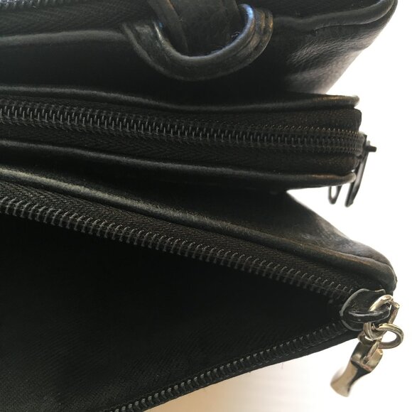 VINTAGE Black Leather Cross Body Purse - Picture 11 of 14